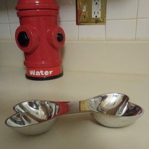 NWT  Stainless Steel Two Hearts Double Dog Bowl